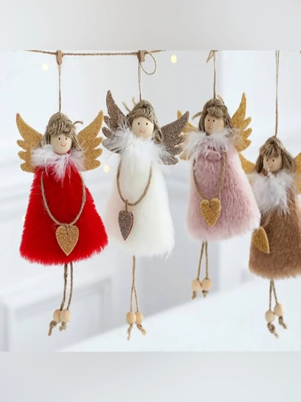 Christmas Plush Angel w/ Wings Christmas Ornament Hanging Dolls Decor 4 pack NEW
